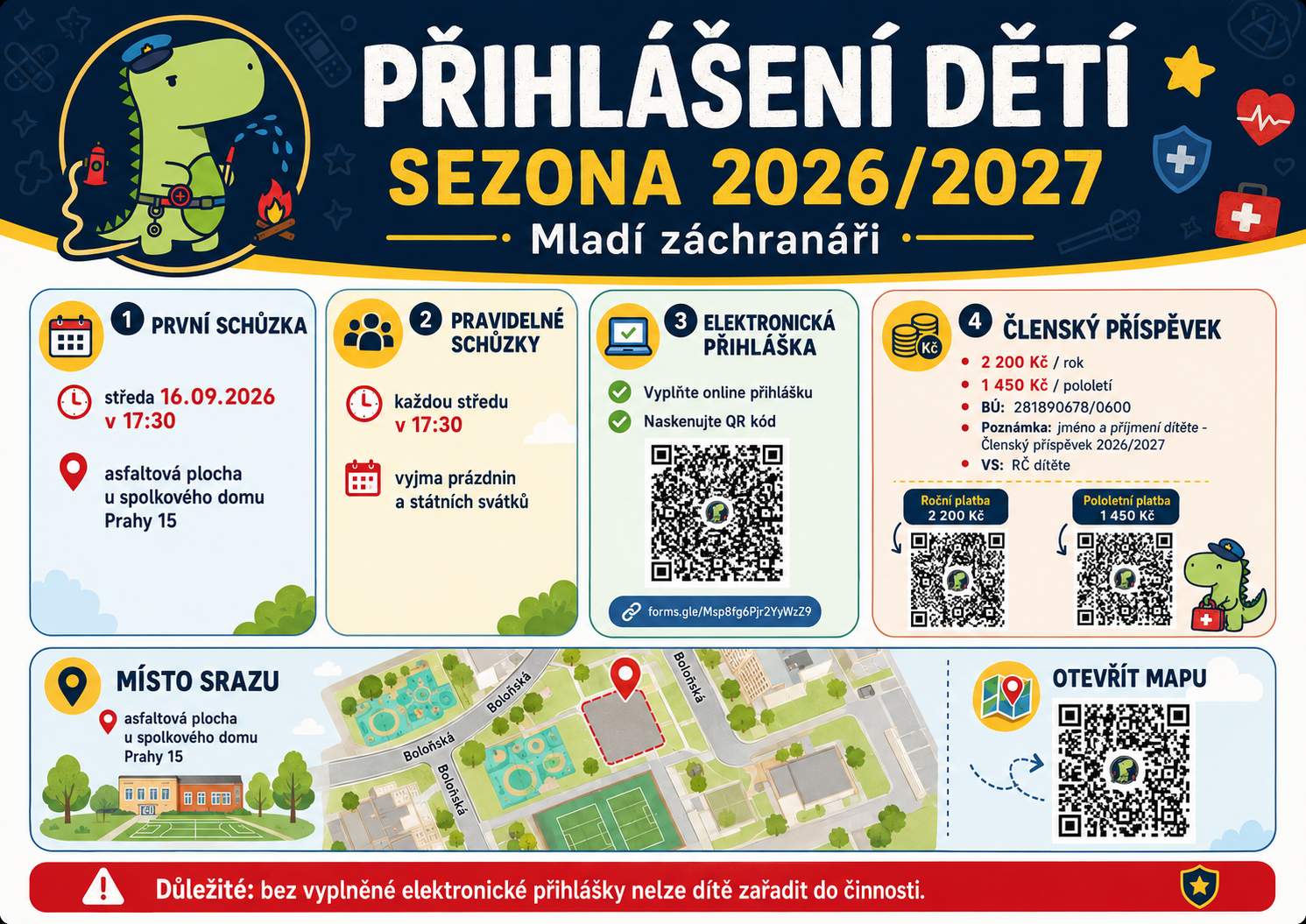 Náborový leták Mladých záchranářů pro sezonu 2026/2027